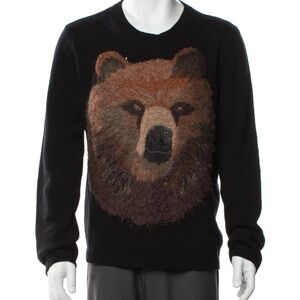 Gucci Bear Embroidered Wool Graphic  Pullover Size: L